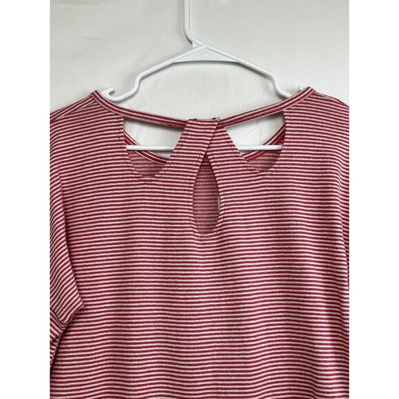Soft Surroundings Women's Size Medium Pink/White Striped Cutout Back Tunic Top - Picture 7 of 11